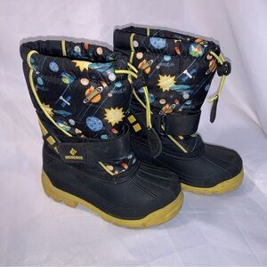 Merence Kids' Space-Themed Explorer Snow Boots Waterproof 8-8.5 25/26